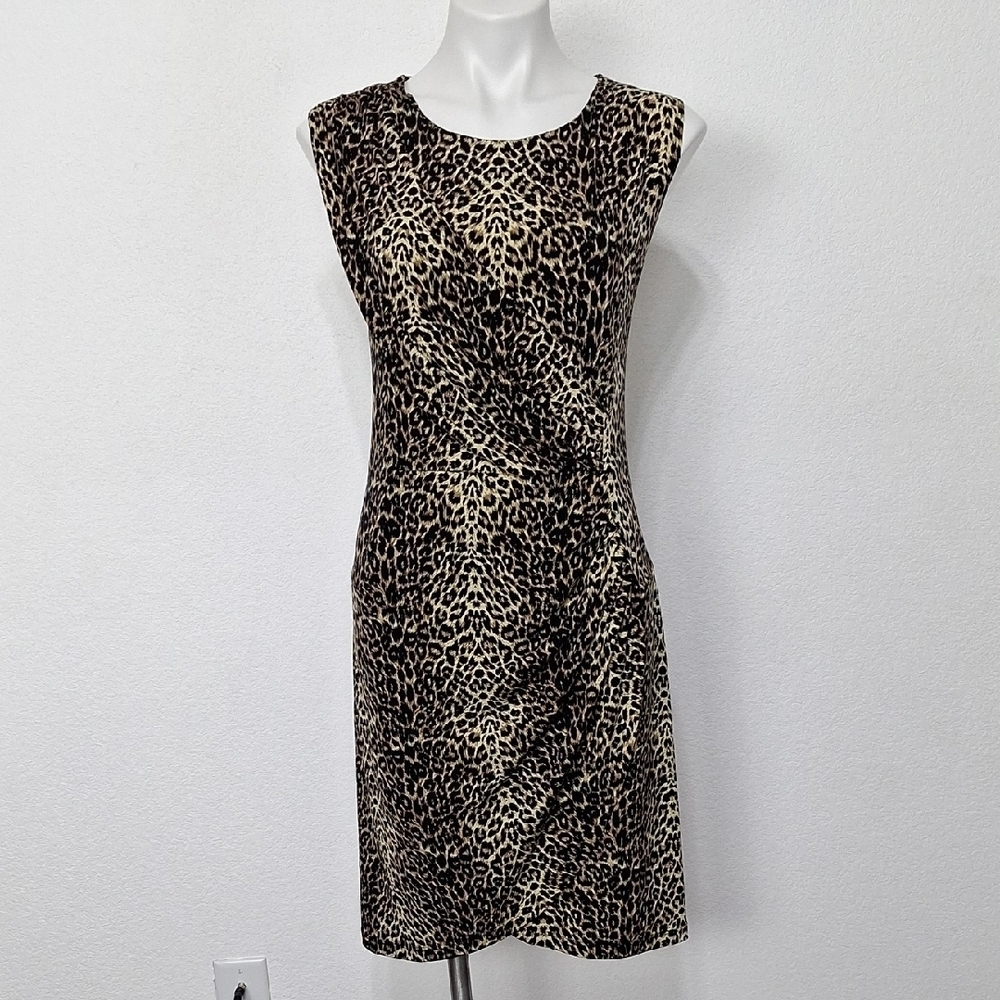 Mary Kay by GKdirect Vintage Brown Black Mobwife Animal Print Mini Dress Size L
